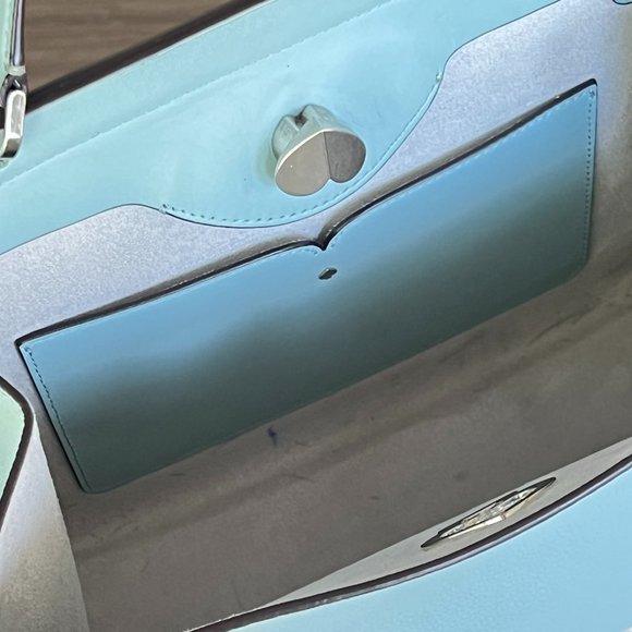 Kate Spade ♠ Romy Medium Satchel Frosted Spearmint Turn Lock Light Blue Bag RARE - Picture 10 of 16